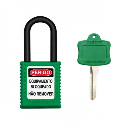CADEADO TAGOUT CORPO E HASTE PLASTICO VERDE